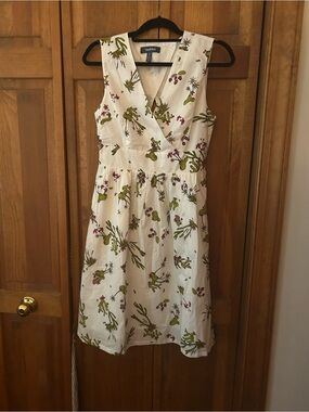 ModCloth Women’s Sz M Summery Cotton White & Green Cactus Patterned Dress